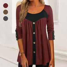 Laden Sie das Bild in den Galerie-Viewer, Langarm-Stretch-T-Shirt mit Rundhalsausschnitt