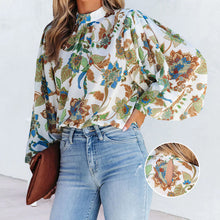 Laden Sie das Bild in den Galerie-Viewer, Hemd mit Ballonärmeln und Stehkragen