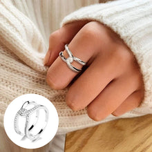 Laden Sie das Bild in den Galerie-Viewer, Silberner rechteckiger ineinandergreifender Ring
