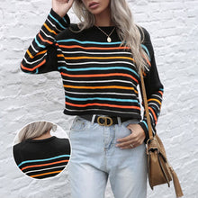 Laden Sie das Bild in den Galerie-Viewer, Mehrfarbig Gestreifter Strickpullover