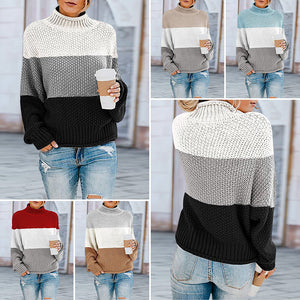 Modischer Rollkragenpullover mit Farbblock