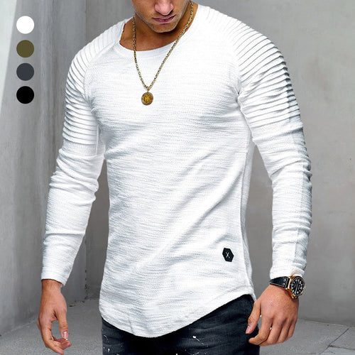 Langärmliges Zerknittertes T-Shirt für Herren