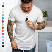 Laden Sie das Bild in den Galerie-Viewer, Einfarbiges Lässiges Kurzärmeliges T-Shirt für Herren