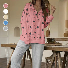 Laden Sie das Bild in den Galerie-Viewer, Damen T-Shirt mit Reißverschluss und Sterndruck