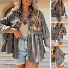 Laden Sie das Bild in den Galerie-Viewer, Damen Herbst/Winter Cardigan Revers Cord Hemdjacke