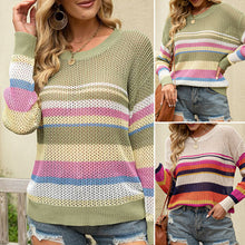 Laden Sie das Bild in den Galerie-Viewer, Gestreifter Farbblock-Strickpullover