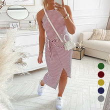 Laden Sie das Bild in den Galerie-Viewer, Sexy Gestreiftes Ärmelloses Damenkleid mit Schnürung