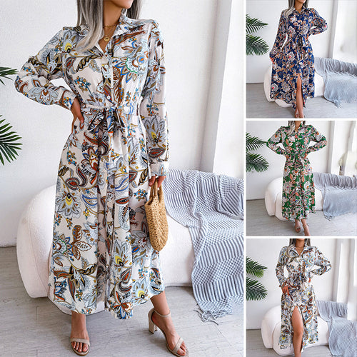 Vintage geblümtes Hemdkleid mit Revers