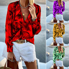 Laden Sie das Bild in den Galerie-Viewer, Bedrucktes Langärmliges T-Shirt mit V-Ausschnitt