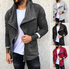 Laden Sie das Bild in den Galerie-Viewer, Lässige Fleece-Kapuzenjacke mit diagonalem Reißverschluss