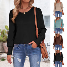 Laden Sie das Bild in den Galerie-Viewer, Lockeres Lässiges T-Shirt mit Puffärmeln und Rundhalsausschnitt