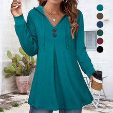 Laden Sie das Bild in den Galerie-Viewer, Damen-Sweatshirt mit Knopfleiste