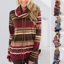 Laden Sie das Bild in den Galerie-Viewer, Lockeres Langärmliges Gestreiftes T-Shirt