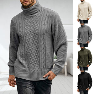 Einfarbiger Langärmliger Gestrickter Rollkragenpullover für Herren