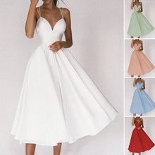 Laden Sie das Bild in den Galerie-Viewer, Damen elegantes Trägerkleid mit V-Ausschnitt