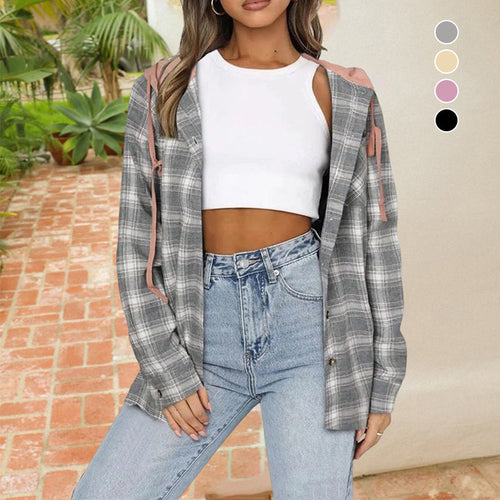 Geknöpfte Freizeithemdjacke mit Kapuze