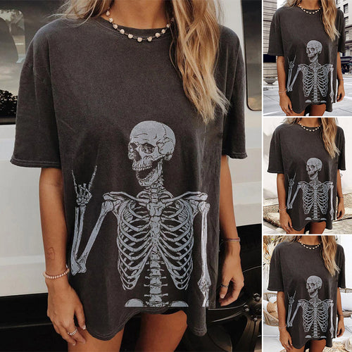 Halloween T-Shirt Mit Schädel-Druck