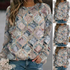 Langärmliges T-Shirt mit geometrischem Aufdruck