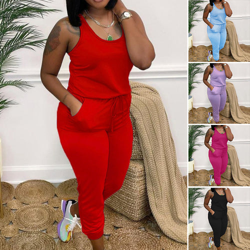 Einfarbiger ärmelloser sportlicher Overall