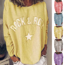 Laden Sie das Bild in den Galerie-Viewer, Damen-Sweatshirt mit Sterndruck und Rundhalsausschnitt