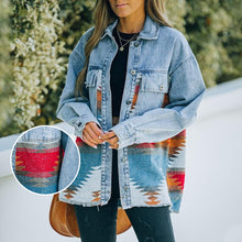 Laden Sie das Bild in den Galerie-Viewer, Damen Vintage Jeansjacke mit Taschen