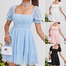 Laden Sie das Bild in den Galerie-Viewer, Einfarbiges Schleifenkleid mit hoher Taille für Damen