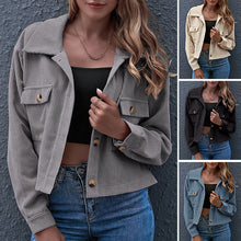 Laden Sie das Bild in den Galerie-Viewer, Lässige Kurze Cordjacken für Damen