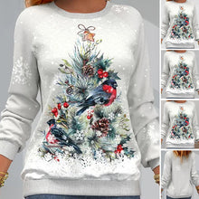 Laden Sie das Bild in den Galerie-Viewer, Pullover mit Weihnachtsbaummuster und Schneeflockenprint und langen Ärmeln