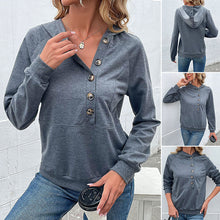 Laden Sie das Bild in den Galerie-Viewer, Kapuzen-Sweatshirt mit Knöpfen
