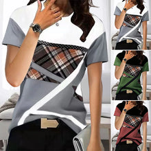 Laden Sie das Bild in den Galerie-Viewer, Kurzärmliges T-Shirt mit Rundhalsausschnitt