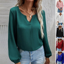 Laden Sie das Bild in den Galerie-Viewer, Einfarbiges Langärmliges Chiffonhemd