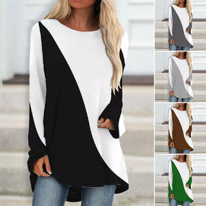 Langärmeliges Buntes T-Shirt mit Rundhalsausschnitt