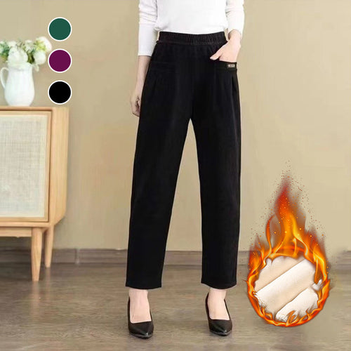 Einfarbige Lockere Samthose für Damen