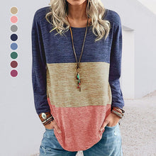 Laden Sie das Bild in den Galerie-Viewer, Kontrastierendes Langärmliges T-Shirt mit Rundhalsausschnitt