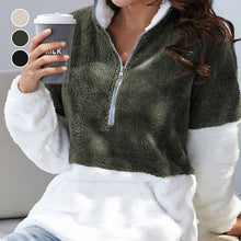 Laden Sie das Bild in den Galerie-Viewer, Kontrast-Plüschmantel mit Reißverschluss