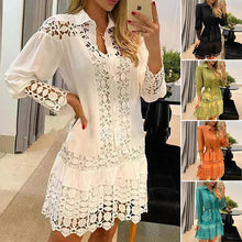 Laden Sie das Bild in den Galerie-Viewer, Damen Hemd Knielanges Kleid