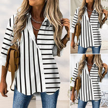 Laden Sie das Bild in den Galerie-Viewer, Lässige Einfache Gestreifte Bluse
