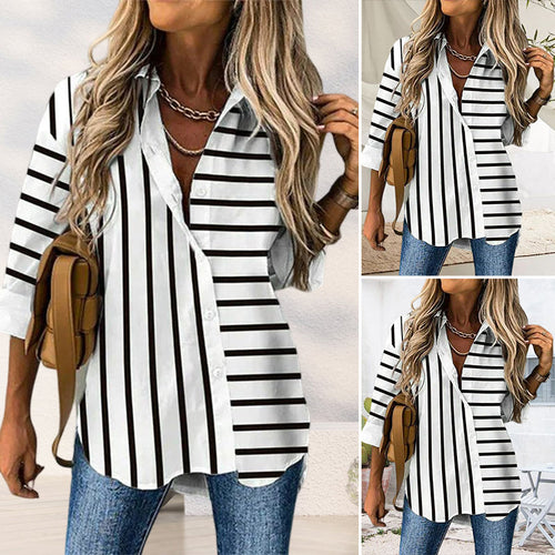 Lässige Einfache Gestreifte Bluse