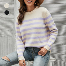 Laden Sie das Bild in den Galerie-Viewer, Gestreifter Pullover mit Rundhalsausschnitt