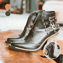 Laden Sie das Bild in den Galerie-Viewer, Damen Lederstiefel mit Gürtelschnalle