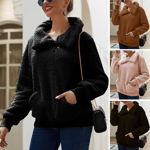 Einfarbiges Dickes Sweatshirt aus Lammfleece