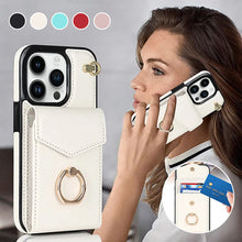 Laden Sie das Bild in den Galerie-Viewer, IPhone-Leder-Brieftaschenhülle mit Schlaufe und Umhängeband