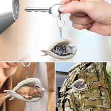 Laden Sie das Bild in den Galerie-Viewer, Katze Engelsflügel Schlüsselanhänger aus Acryl