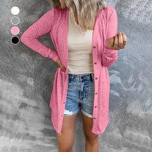 Laden Sie das Bild in den Galerie-Viewer, Einfarbige Strickjacke mit langen Ärmeln