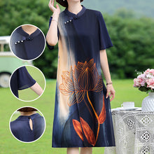 Laden Sie das Bild in den Galerie-Viewer, Klassisches Stilvolles Kleid mit Lotusmuster