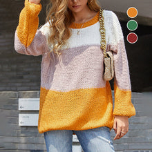 Laden Sie das Bild in den Galerie-Viewer, Gestreifter Panel-Kontrast-Strickpullover