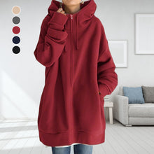 Laden Sie das Bild in den Galerie-Viewer, Langes Fleece-Sweatshirt mit Reißverschluss