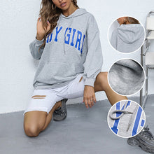Laden Sie das Bild in den Galerie-Viewer, Lässiger Buchstabe-Pullover für Damen mit Kapuze