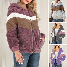 Laden Sie das Bild in den Galerie-Viewer, Plüsch-Sweatshirt in Kontrastfarbe mit Reißverschluss