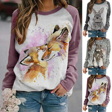 Laden Sie das Bild in den Galerie-Viewer, Lässiges Langarm-Kaninchen-T-Shirt